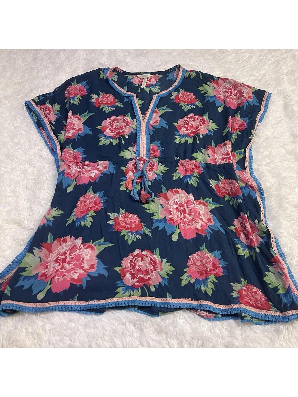 Matilda Jane Cool Shade Swim Cover Up Blue Pink Floral Size Medium